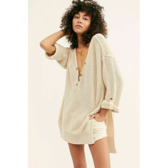 Free People Green Firefly Tunic Slouchy Sweater Top Size XS NWT $148 - Picture 5 of 7